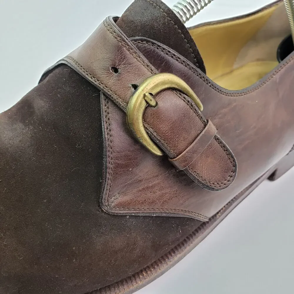 Cole Haan Mens Size 11 Brown Leather Monk Strap Cap Toe Formal Dress Shoes